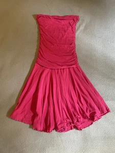 Velvet Pink Strapless Drop Waist Fit & Flare Dress Fairy Y2K Coconut Girl M - Picture 1 of 4