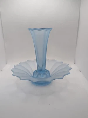 Ankerglas Bernsdorf Blue frosted trumpet vase and bowl - Image 1 of 4