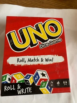 UNO Roll Match Win DICE GAME Roll & Write COMPLETE Family MATTEL New OPEN BOX - Image 1 of 4