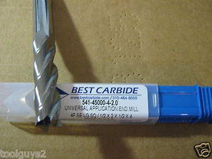BEST CARBIDE 4 FLUTE UNIV APPLICATION LONG LENGTH 1/2" END MILL "NEW" - Picture 1 of 1