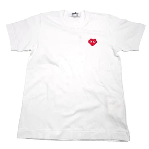 PLAY Comme Des Garcons Invader White Heart T-Shirt Japan AZ-T321 Womens Medium - Picture 1 of 8