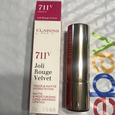 Lápiz labial de terciopelo CLARINS Joli Rouge 711V PAPAYA sin sellar nuevo en caja Foto 1 de 4