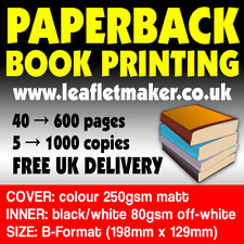 Paperback Book Printing B-FORMAT | 250gsm Matt with 80gsm B&W Off-white Pages