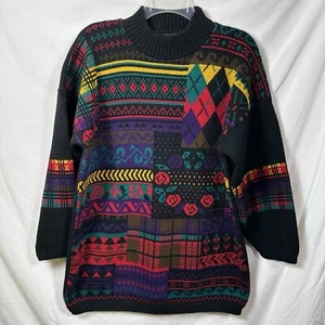 Suéter Pullover Dana Scott Colección Otoño Vintage Hecho en EE. UU. Colorido Feo Navidad - Imagen 1 de 7