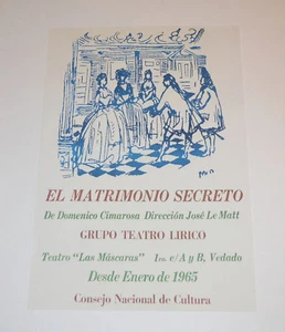 Kubanisches Theater Poster Kunst. Haus oder Raum Dekoration. Geheime Hochzeit. Cimarosa. Deko - Bild 1 von 1