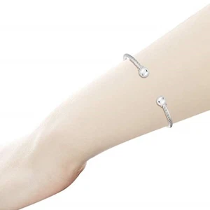 Cape Cod 925 Sterling Silver Twisted 2 Ball Cuff Bracelet Size 7.5" - Picture 1 of 5