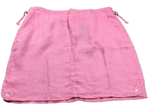 Newport News Women Linen Skirt Sz 16 Pink Flat Front Slash Pockets Adj Waist NWT - Picture 1 of 12