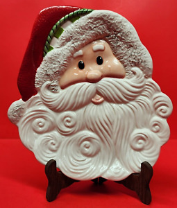 Fitz & Floyd Essentials  Ceramic Christmas Santa Face Plate Wall Hanging