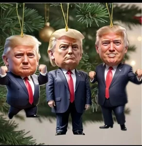 3-Pc Donald Trump President MAGA Christmas Ornament, Car Ornament Gift - Picture 1 of 5