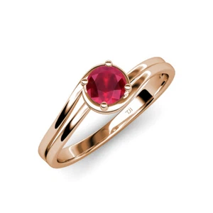 Ruby Bypass Womens Solitaire Engagement Ring 0.66 ct 14K Rose Gold JP:112742 - Picture 1 of 6