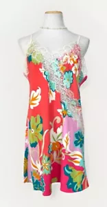 Natori Marbella 34” Chemise Nightie Nightgown Babydoll Pink Green White Lace L - Picture 1 of 11