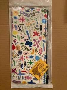 Blue Q Pencil Case Bag Doodle Party Scribble Recycled Material 8.50x4.25 NEW NWT - Picture 1 of 2