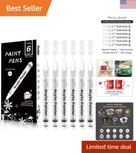 White Paint Pens - 0.7mm Extra Fine Tip - Multi-Surface - 6 Pack - Picture 1 of 10