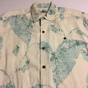 Camisa hawaiana Tommy Bahama para hombre SS con botones de seda blanca azul floral talla grande - Imagen 1 de 7