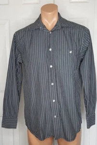 Old Navy Men's Button Down Black Multi Stripe Shirt Long Sleeve Size Small S - Picture 1 of 9