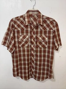 Vintage Westernhemd mit Druckknopfleiste Herren 17 rostrot orange beige kariert S/S siehe Hinweis - Bild 1 von 8