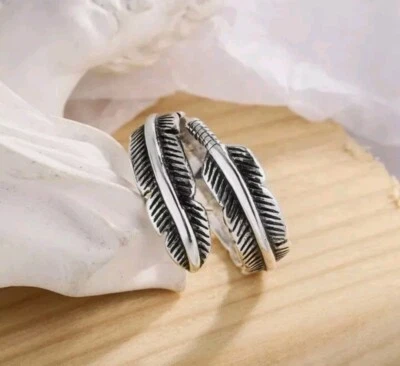 Anillo de plumas, anillo ajustable, anillo para el pulgar, anillo de derivación, anillo boho, anillo grueso Foto 1 de 4