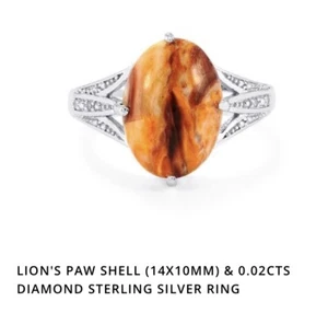 Löwenpfotenschale & Diamant Sterlingsilber Ring Gemporia N-O, P-Q & R-S - Bild 1 von 2