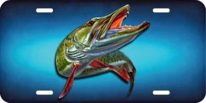 Musky Turn Northern Pike Fish Fishing Aluminum Car Vanity Plate Tag LP724 - Picture 1 of 2