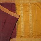 Vintage Maroon Sarees 100% Pure Cotton Zari Handwoven Sari 5Yd Craft Fabric