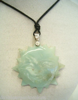 Ciondolo in ARGENTO 925 con GIADA naturale e girocollo - pendente pietra dura - Immagine 1 di 3