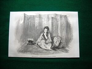 Gravure année 1860 dame japonaise, dessin de Morin d'après M. de Trévise