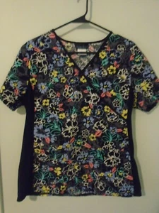 SCRUB UNIFORM TOP   SMALL  Cherokee   Pullover  KNIT SIDES  Short Sleeves   EUC  - Picture 1 of 4