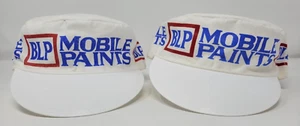 2 Vintage BLP Mobile Paints Painters Hat Cap White Adult Work Company Adcap USA - Picture 1 of 9