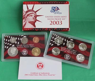 2003 United States Mint ANNUAL 10 Coin SILVER Proof Set - Image 1 of 4