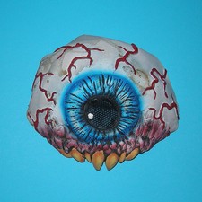 3D Efecto Ojo Demonio Plata Slime Cara Piel Lycra Tela Cara Máscara Halloween