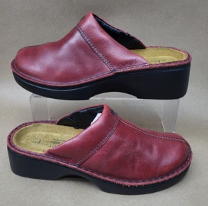 Naot Womens Mules Clogs Slip On Heels Shoes Size 40 Burgundy Leather - Picture 1 of 12