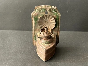 1930's OLD VINTAGE RARE HANDMADE IRON TIN WALL HANGING KEROSENE LAMP, - Picture 1 of 13