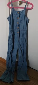 Jumpsuite Jeanslook Ärmelos mit Knöpfen 134/140 Mädchen - Bild 1 von 3