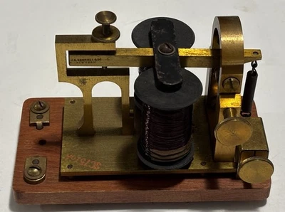 Antique JH Bunnell Sounder Telegraph Morse Code, Brass, 150 Ohm, Very Nice - Image 1 of 4