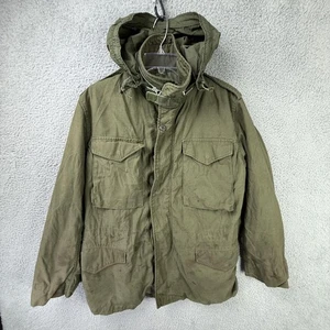 Vtg M65 Field Military Jacket Mens Small OG-107 Army Sateen Hood 60s Distressed - Picture 1 of 24