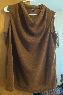 Suéter RAFAELLA Mujer 1X Top Sin Mangas Cuello Drapeado Naranja Quemado Elastizado Foto 1 de 4