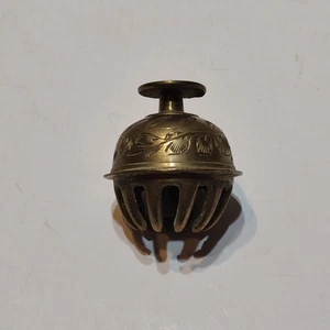 Campana artiglio elefante indiano antico vintage ottone foglia floreale incisione 2" - Foto 1 di 4