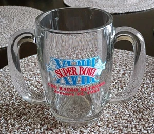 Super Bowl XVIII Beer Mug Glass Two Fisted Double Handle Los Angeles Raiders - Picture 1 of 5