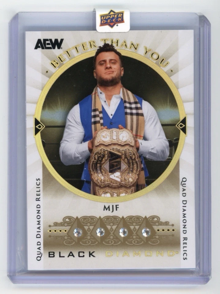 2024 Upper Deck AEW MJF Black Diamond Employee Exclusive Quad Diamond Relic Card - Image 1 of 2