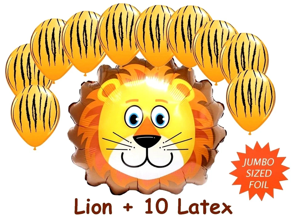 Lion Jumbo Foil Helium Balloon + 10 Latex Jungle Safari Zoo Animal Decoration - image 1 of 1