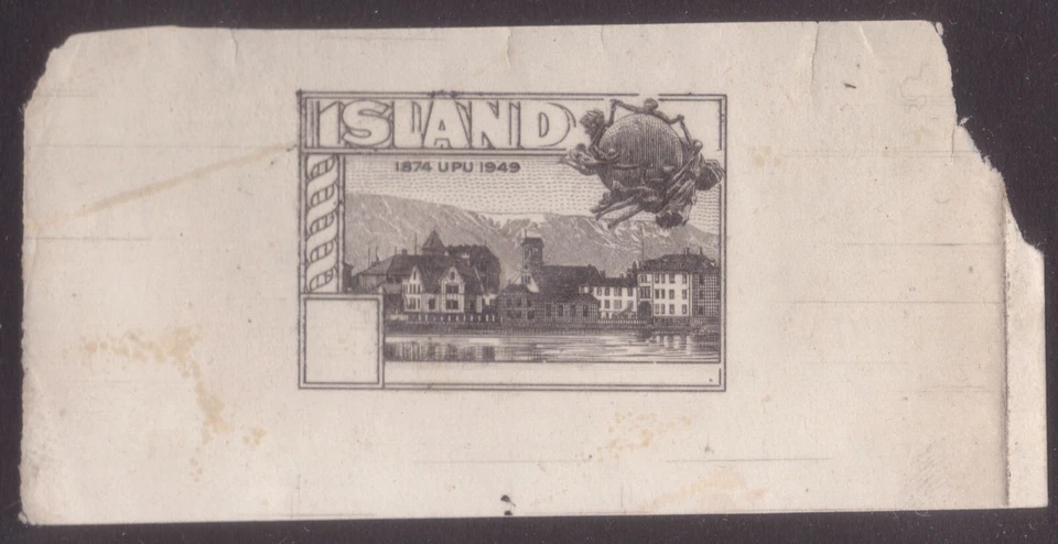 ISLANDIA 1949 75 Aniversario UPU PRUEBA (Facit 294 - 35 aur valor) Foto 1 de 2