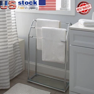 Acrylic Towel Rack Drying Rack Storage Rail Bar Organizer Bathroom Freestanding - Picture 1 of 9