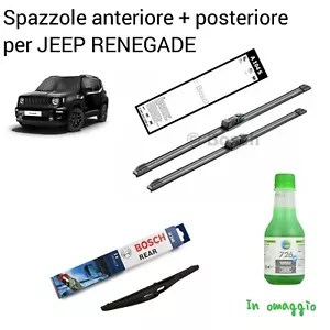 KIT SPAZZOLE BOSCH SET TERGICRISTALLO ANTERIORE LUNOTTO POSTERIORE JEEP RENEGADE - Picture 1 of 9