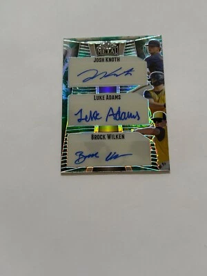 2023 LEAF METAL AUTOGRAPH JOSH KNOTH, LUKE ADAMS, BROCK WILKEN -BREWERS   #7/8 - Image 1 of 4