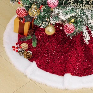 Christmas Tree Skirt 36 inches Sequin Tree Skirts for Christmas Day Large Gli... - Picture 1 of 7