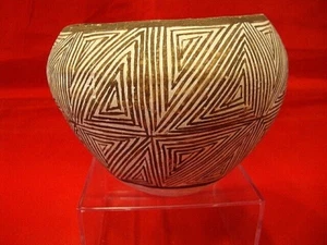 Antike indianische Acoma Pueblo feine braune Linie Keramik - 4" hoch 5" breit - Bild 1 von 9