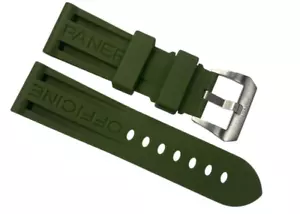 New Watch Band 22mm Rubber Strap ARMY GREEN Color for PANERAI OFFICIAL - Picture 1 of 3