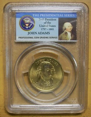 2007 JOHN ADAMS MISSING EDGE LETTERING, PCGS MS-64, FIRST DAY OF ISSUE, RARE - Image 1 of 2