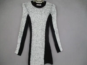 Mossman Dress Womens Small White Black Boucle Bodycon Long Sleeve Knit Textured - Picture 1 of 18