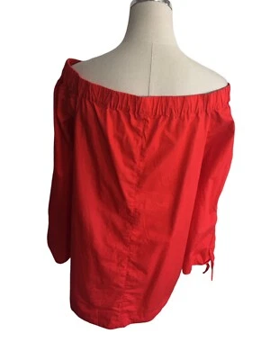 Free People Top 女式小号红色棉长袖露肩新品 — 第 1/4 张图片